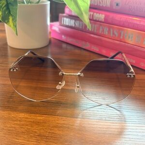 ASOS 60s/70s Vintage Inspired Hexagon Gold and Brown Sunglasses